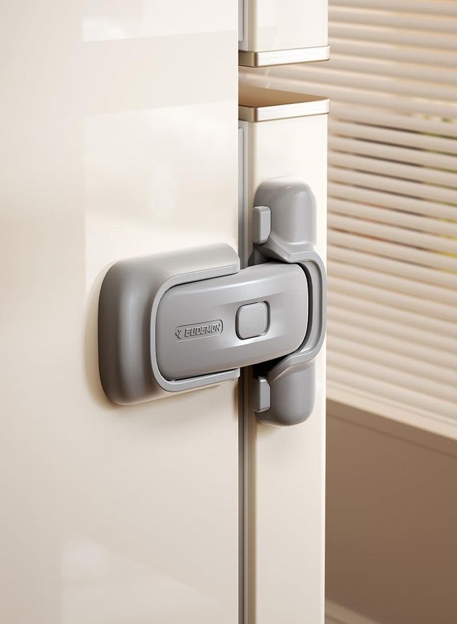 إيوديمن قفل ثلاجة من يوديمون، عبوة واحدة، قفل أمان للأطفال للثلاجة والفريزر للأطفال الصغار، سهل التركيب، لا حاجة لأدوات أو مثقاب (رمادي) - Image 1